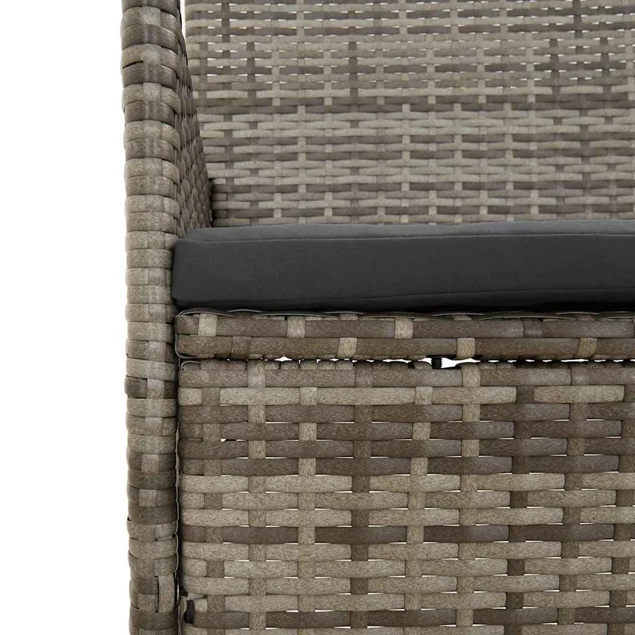 Salon de jardin 4 pcs avec coussins Gris Résine tressée - 9