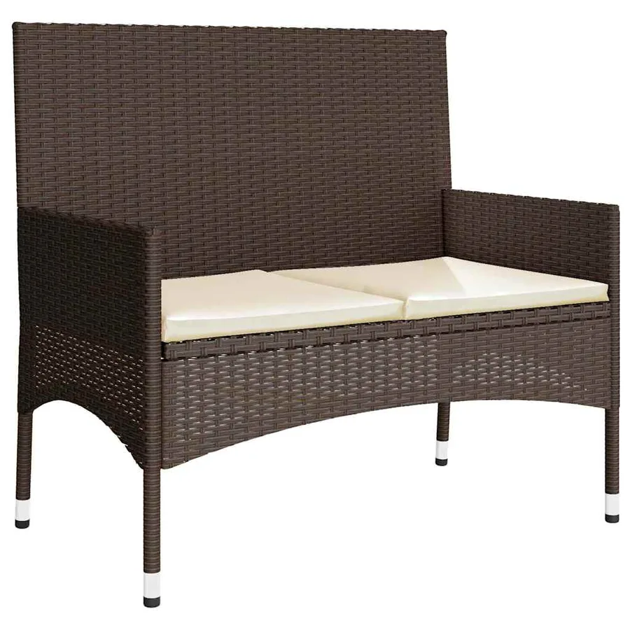 Salon de jardin 4 pcs avec coussins Marron Résine tressée - 10