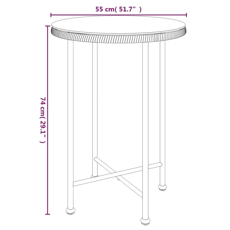 Table de salle à manger Ø55 cm Verre trempé et acier - 6