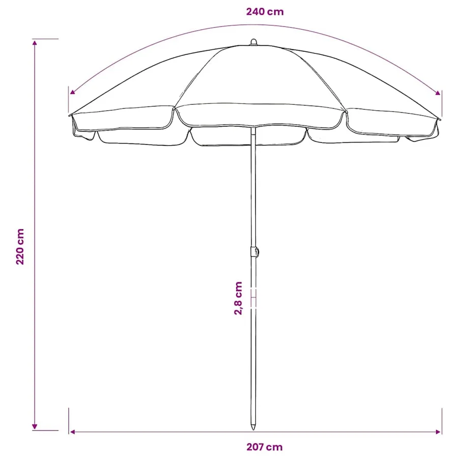 Parasol de plage jaune sable 240 cm - 6