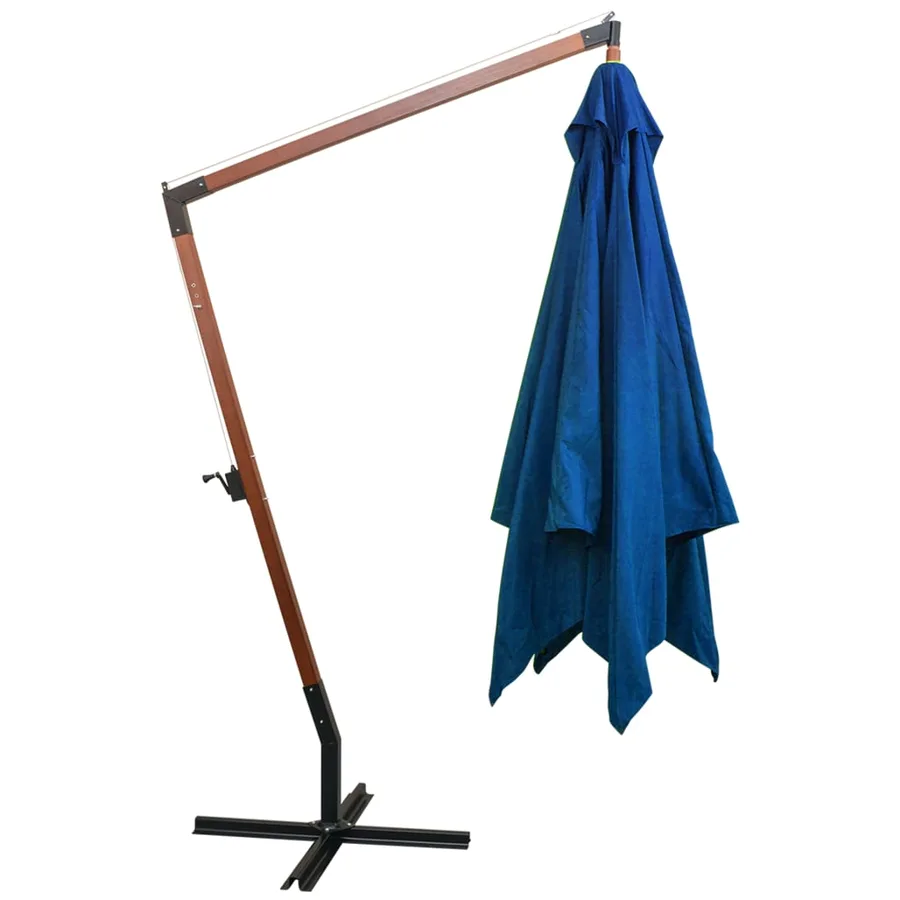 Parasol de jardin suspendu avec mât bleu azuré bois de sapin - 3