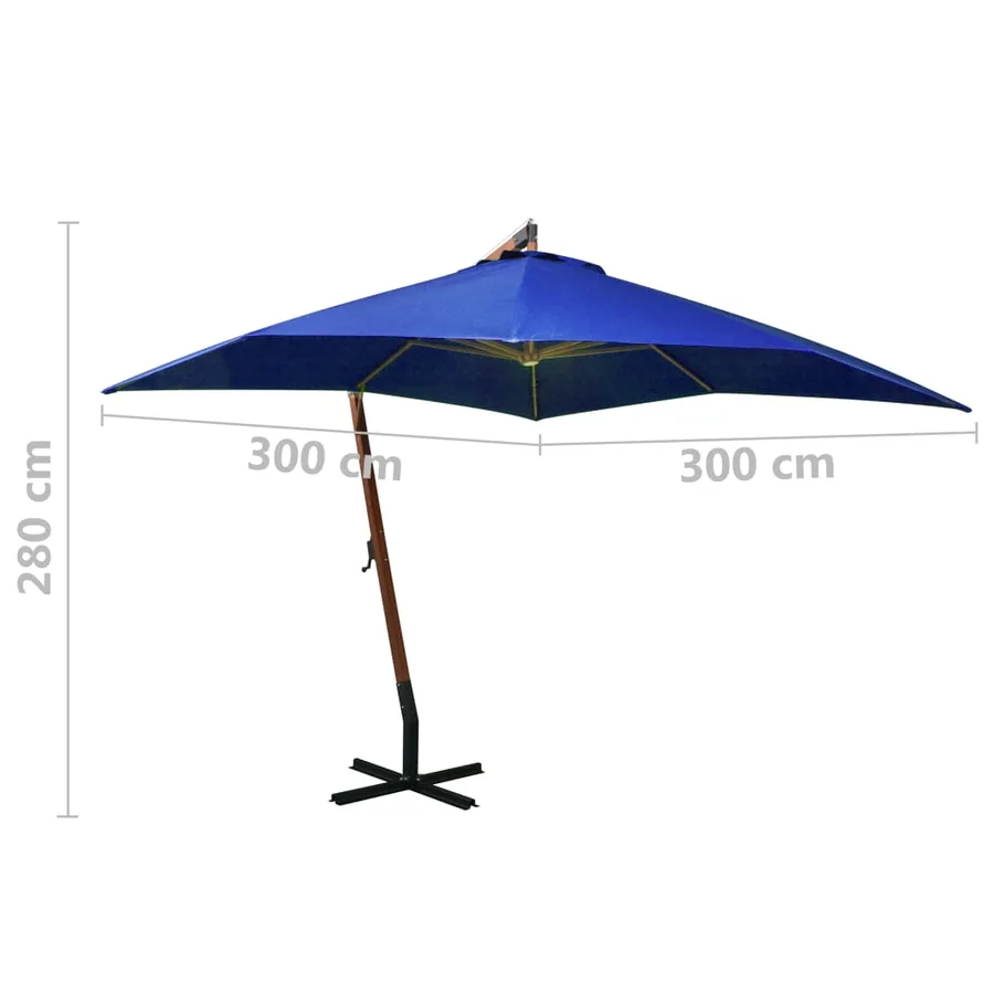Parasol de jardin suspendu avec mât bleu azuré bois de sapin - 8