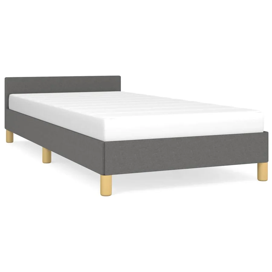 Cadre de lit sans matelas gris foncé 100x200 cm tissu - 2