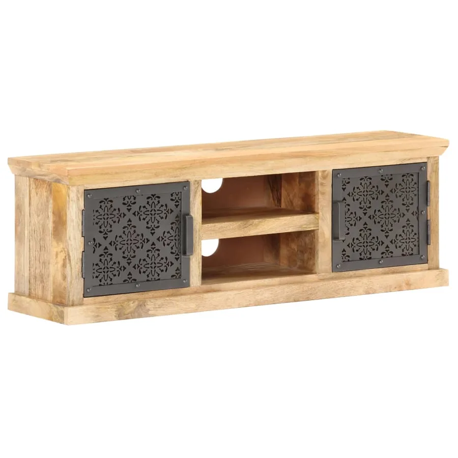 Meuble TV avec portes en acier 120x30x40 cm Bois de manguier - 10