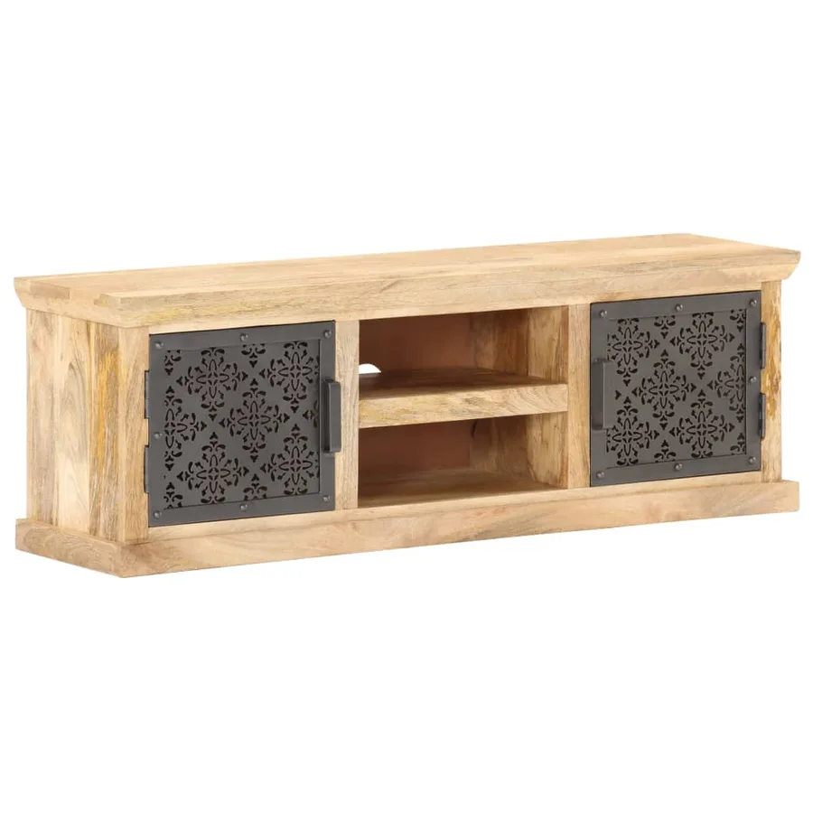 Meuble TV avec portes en acier 120x30x40 cm Bois de manguier - 12