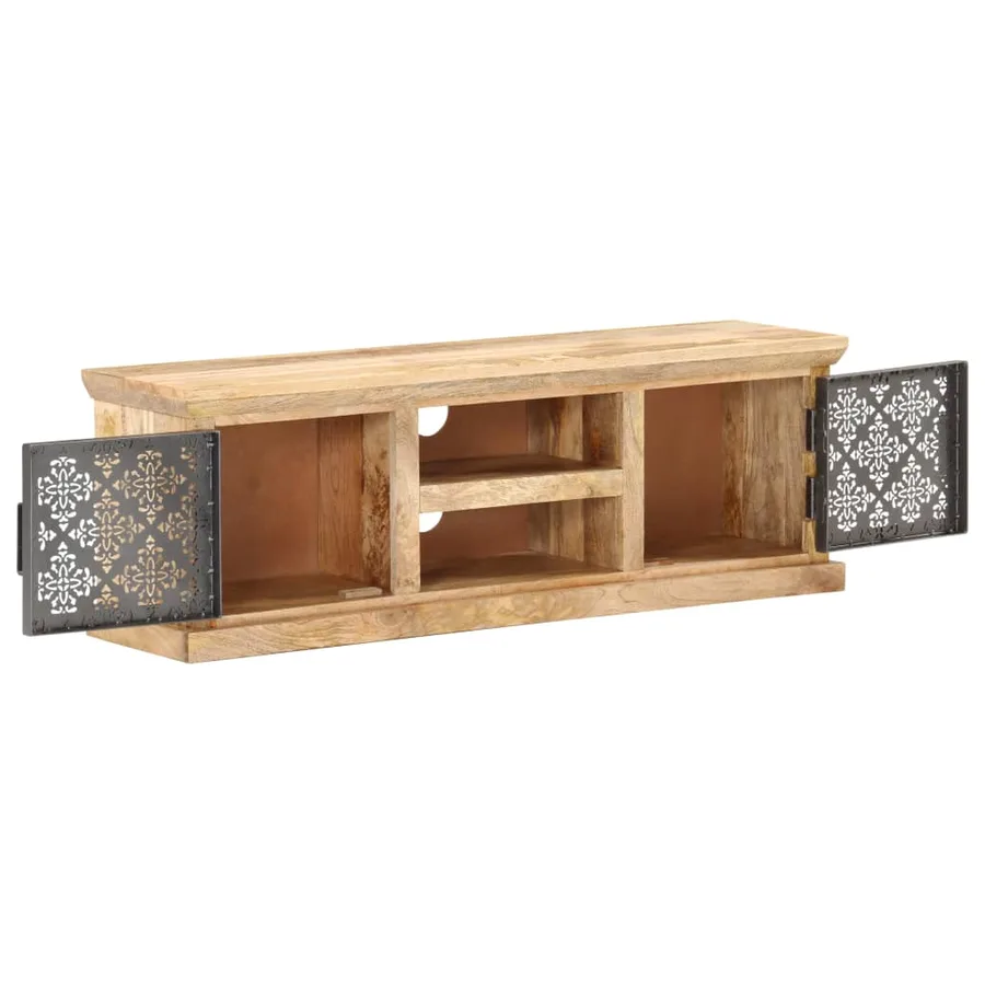 Meuble TV avec portes en acier 120x30x40 cm Bois de manguier - 2