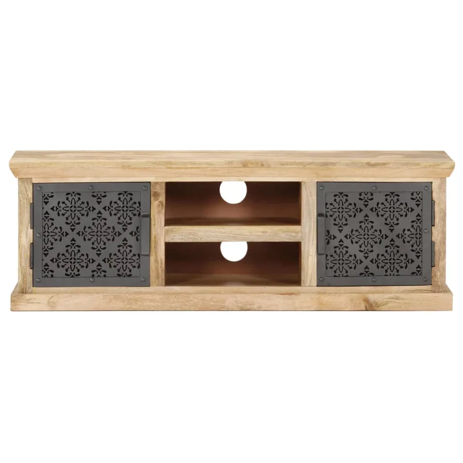 Meuble TV avec portes en acier 120x30x40 cm Bois de manguier - 3