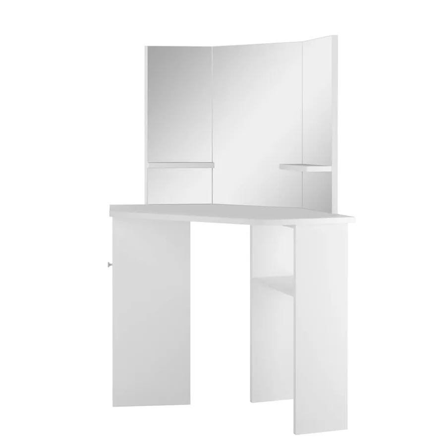 Coiffeuse d'angle Table de maquillage cosmétique Blanc - 4