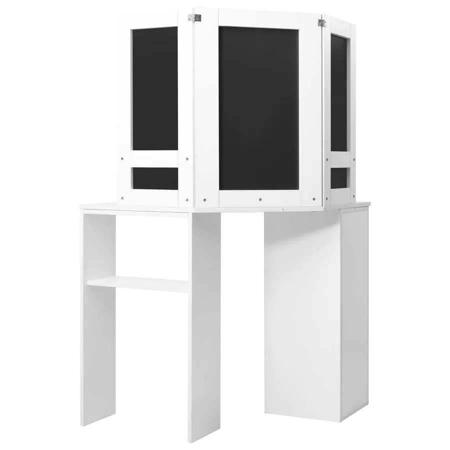 Coiffeuse d'angle Table de maquillage cosmétique Blanc - 6