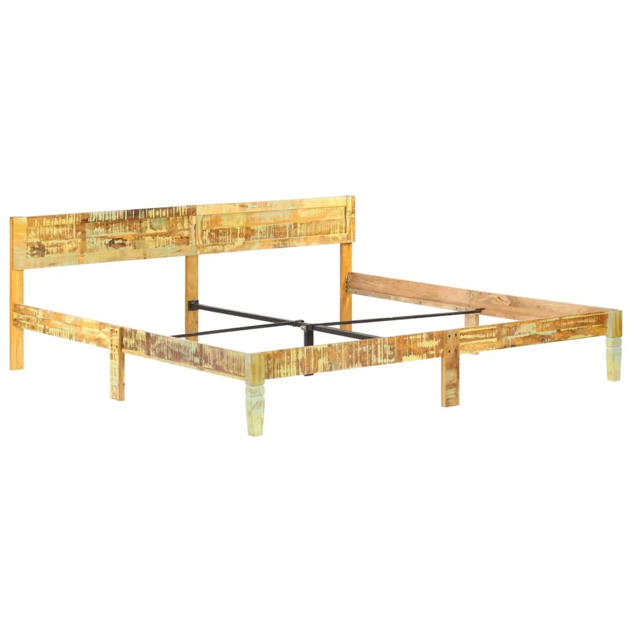 Cadre de lit sans matelas Bois de récupération massif 200x200cm - 11