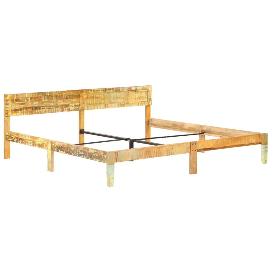 Cadre de lit sans matelas Bois de récupération massif 200x200cm - 12