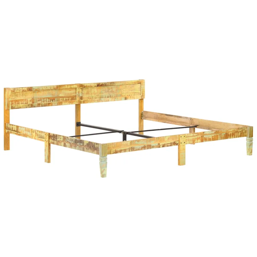 Cadre de lit sans matelas Bois de récupération massif 200x200cm - 2