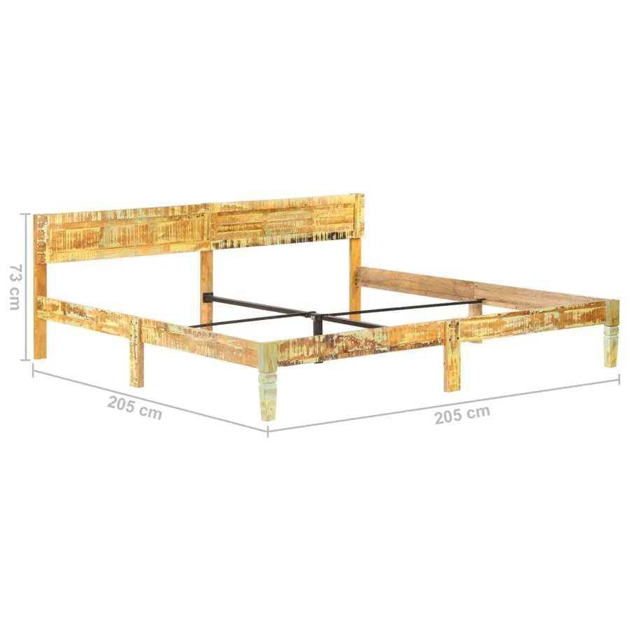 Cadre de lit sans matelas Bois de récupération massif 200x200cm - 8
