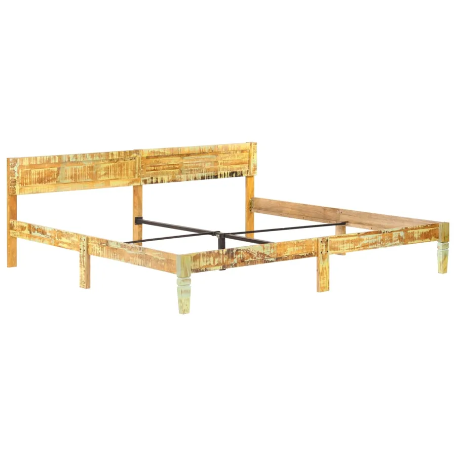 Cadre de lit sans matelas Bois de récupération massif 200x200cm - 9