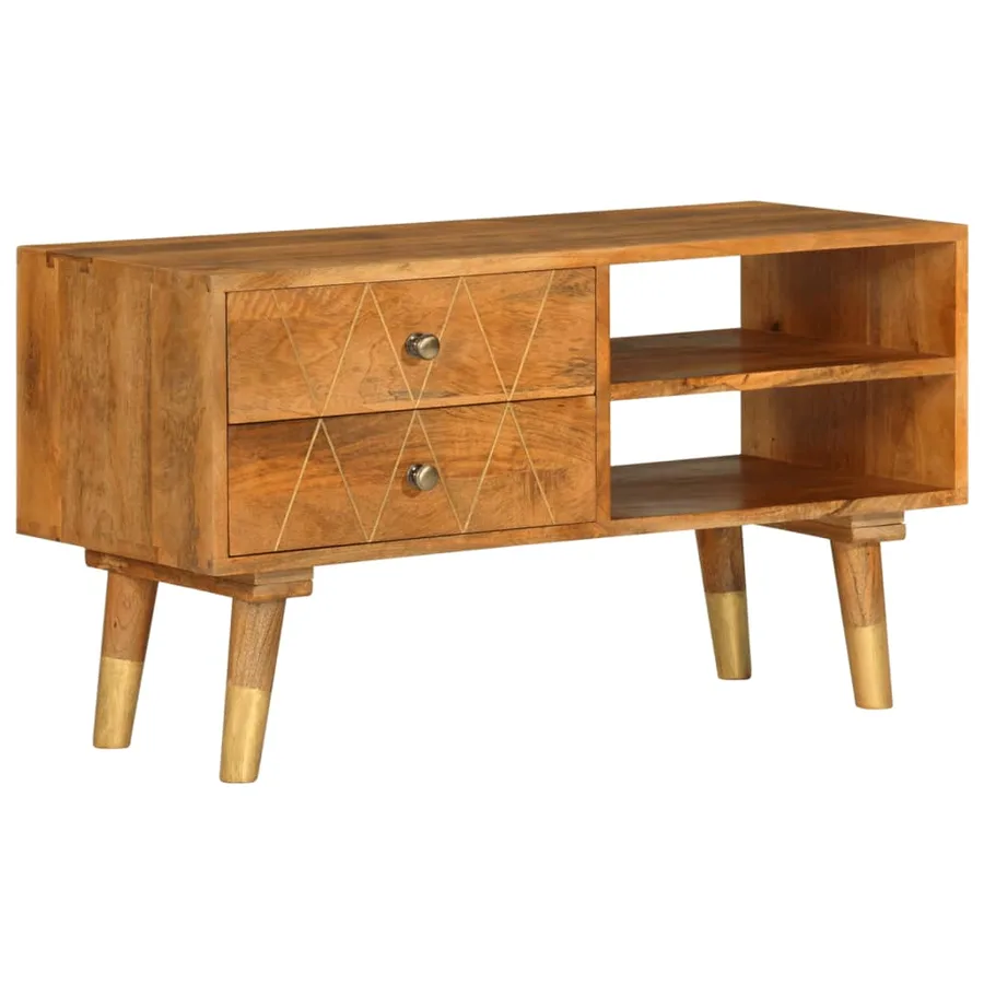 Meuble TV 85x35x47 cm Bois massif de manguier - 10