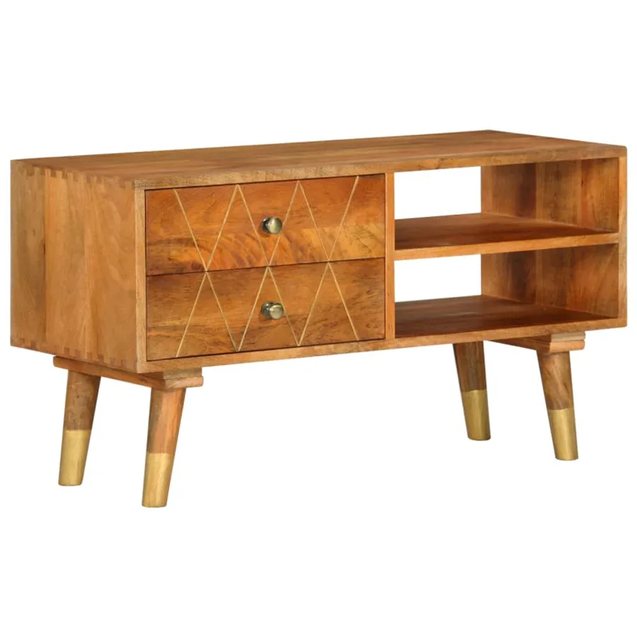 Meuble TV 85x35x47 cm Bois massif de manguier - 11
