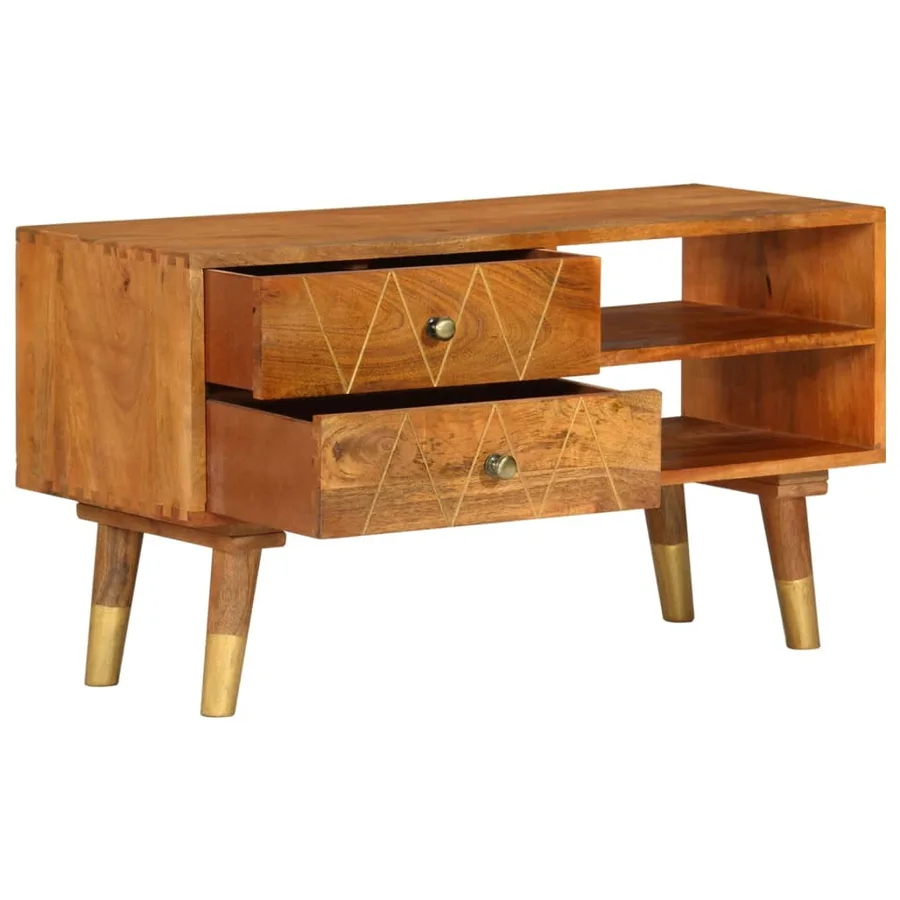 Meuble TV 85x35x47 cm Bois massif de manguier - 2