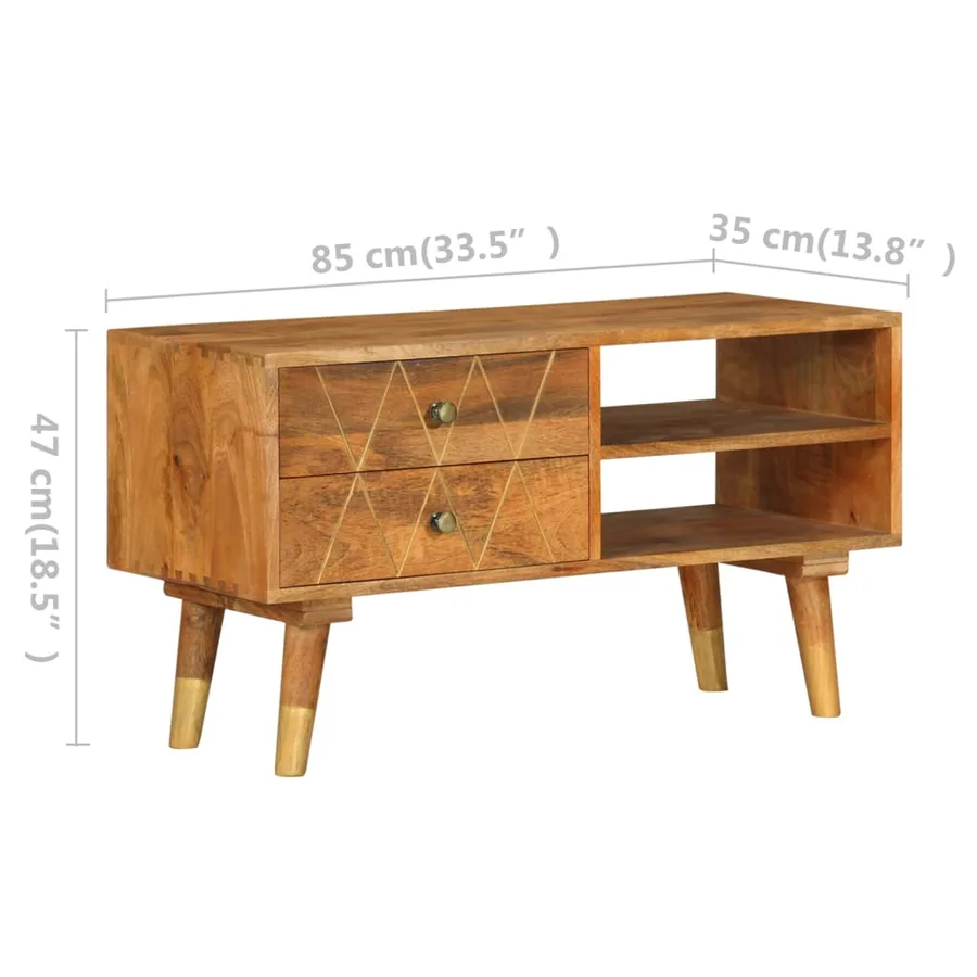 Meuble TV 85x35x47 cm Bois massif de manguier - 8