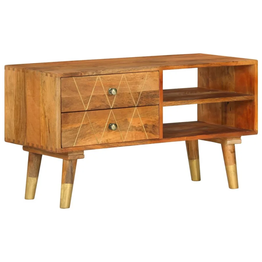 Meuble TV 85x35x47 cm Bois massif de manguier - 9