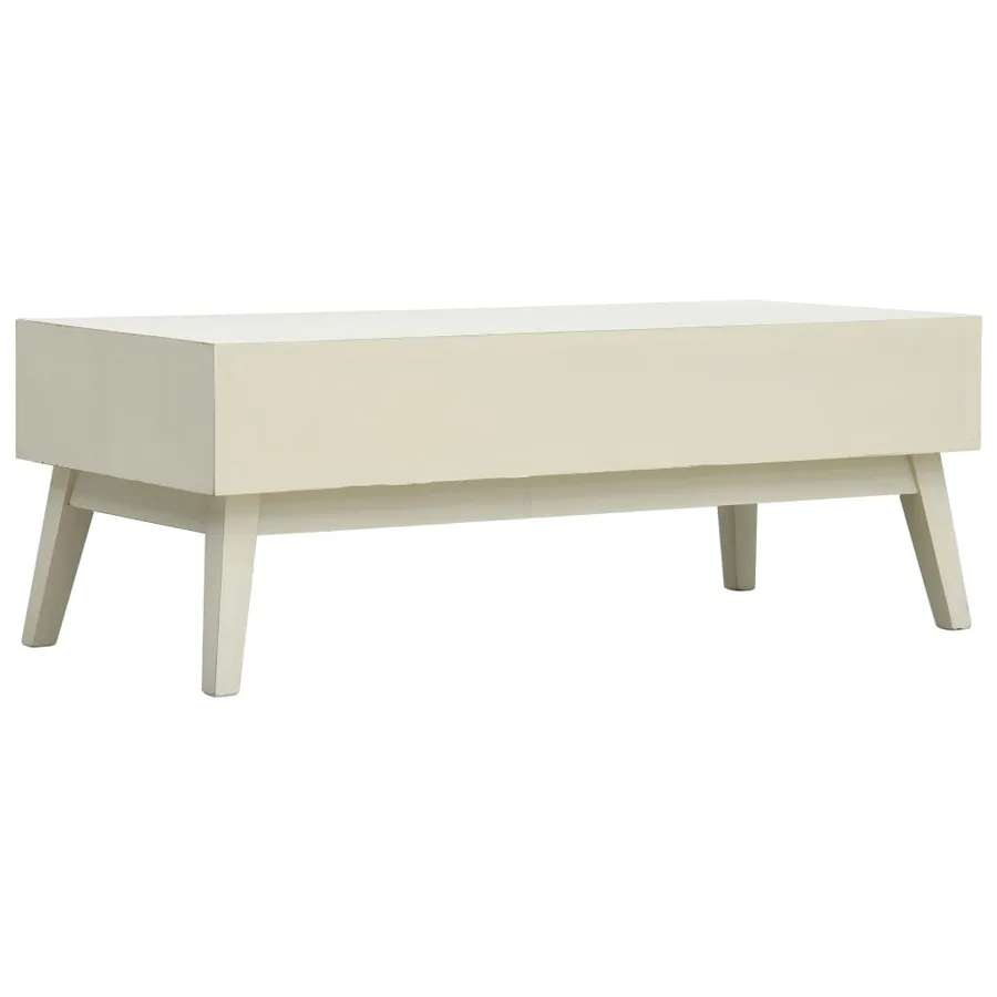 Table basse avec 2 tiroirs Gris sculpté 110x50x40 cm Bois - 4