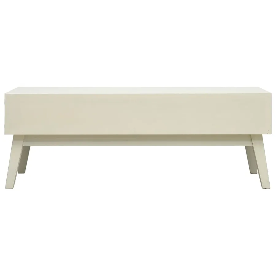 Table basse avec 2 tiroirs Gris sculpté 110x50x40 cm Bois - 5