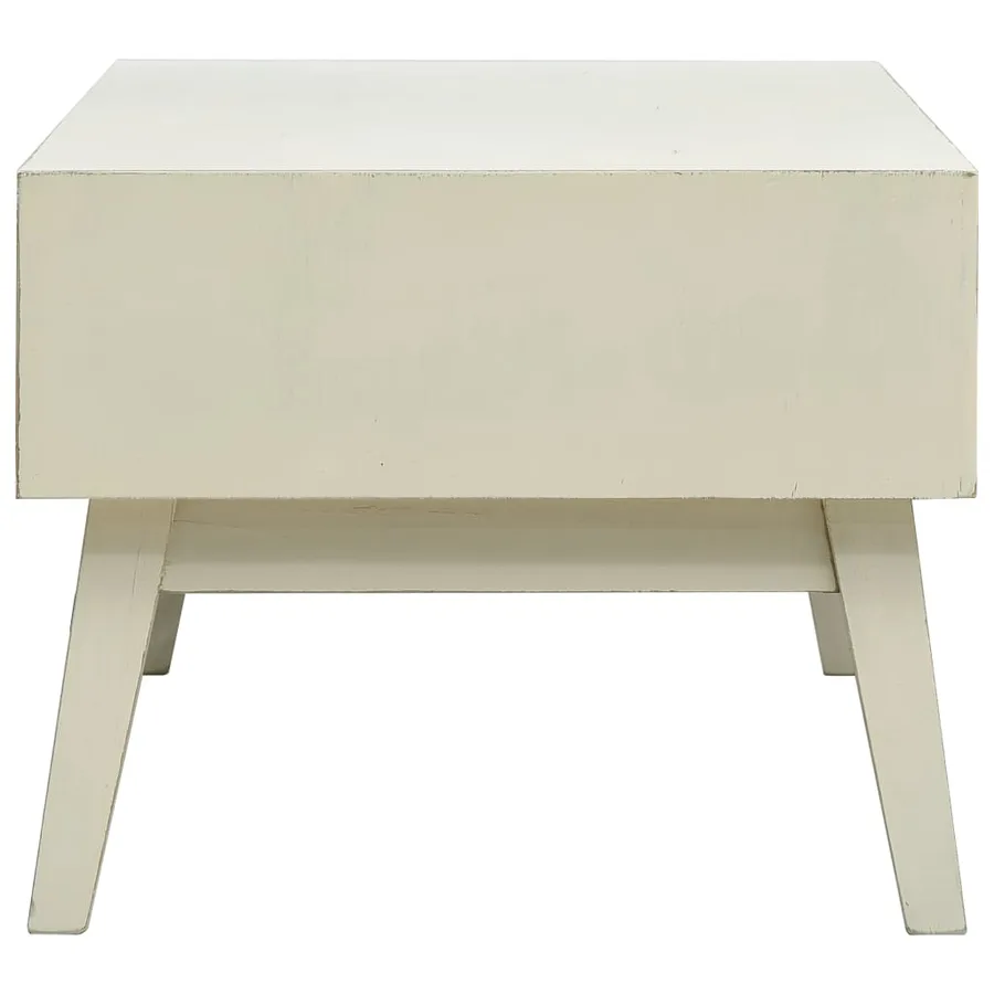 Table basse avec 2 tiroirs Gris sculpté 110x50x40 cm Bois - 6