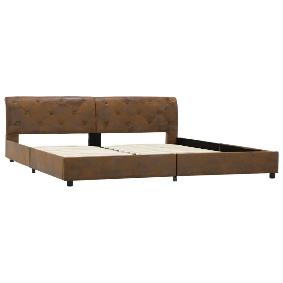 Cadre de lit sans matelas marron similicuir daim 180x200 cm - 4