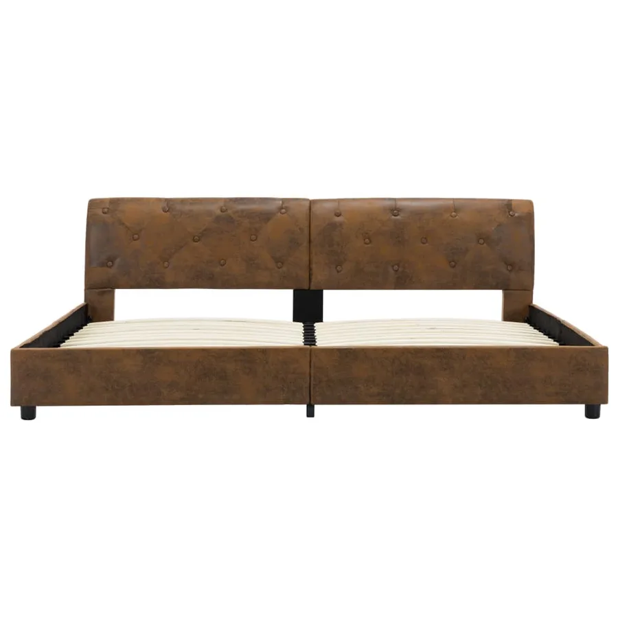 Cadre de lit sans matelas marron similicuir daim 180x200 cm - 5
