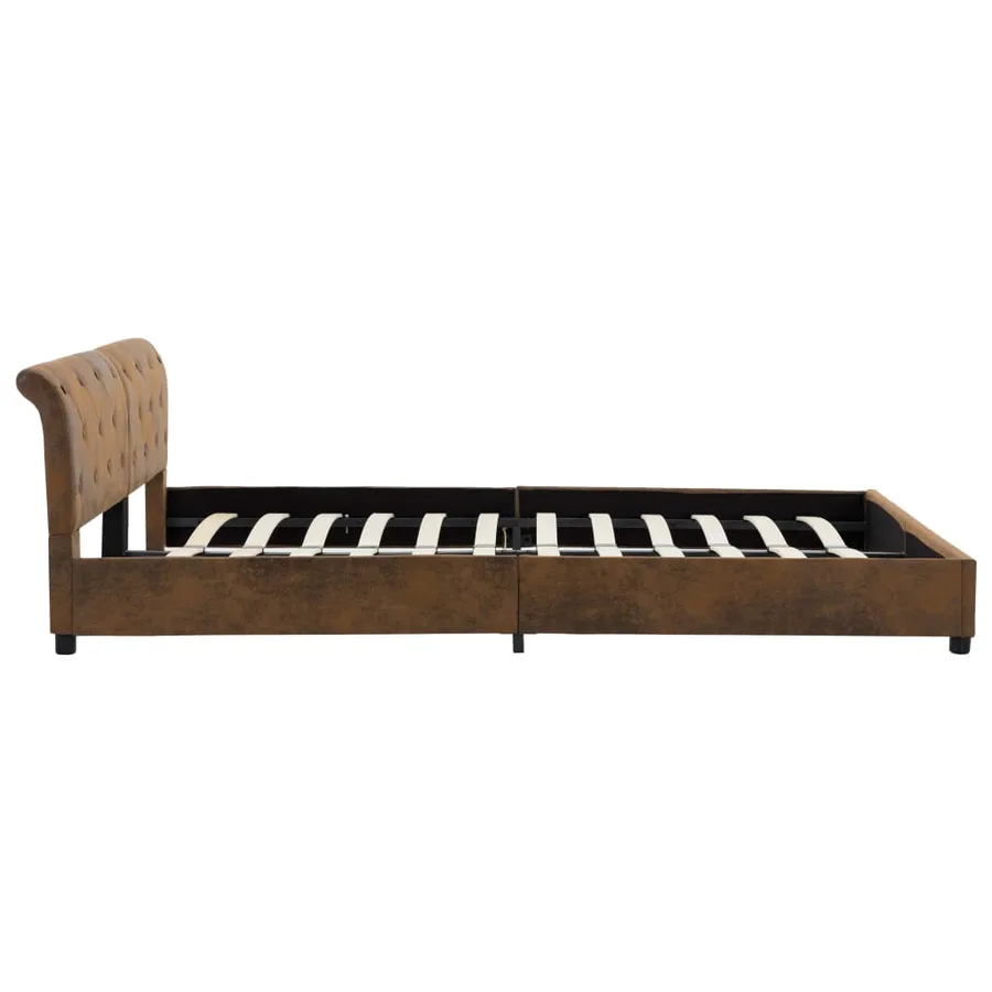 Cadre de lit sans matelas marron similicuir daim 180x200 cm - 6