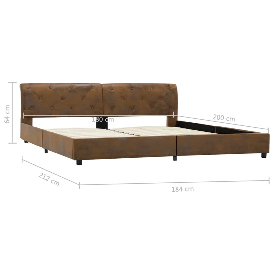 Cadre de lit sans matelas marron similicuir daim 180x200 cm - 9