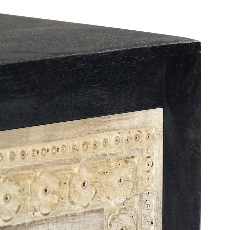 Table de chevet sculptée à la main Gris 40x30x50 cm Manguier - 7