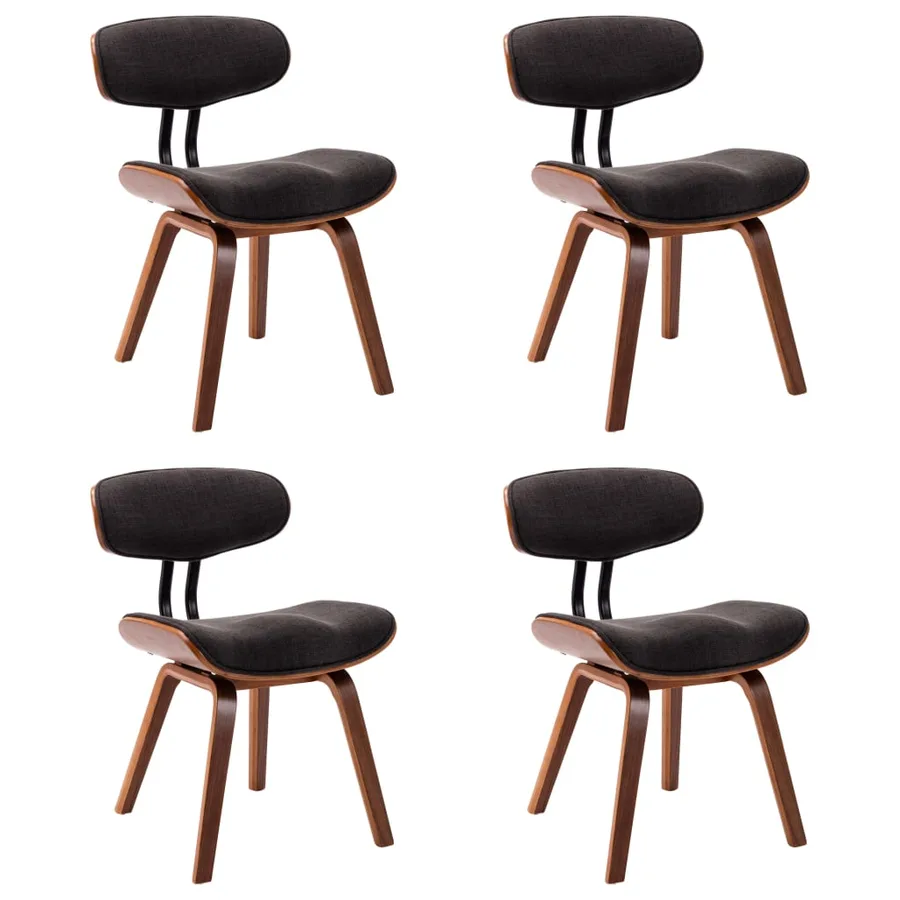 Chaises à manger lot de 4 gris bois courbé et tissu - 2