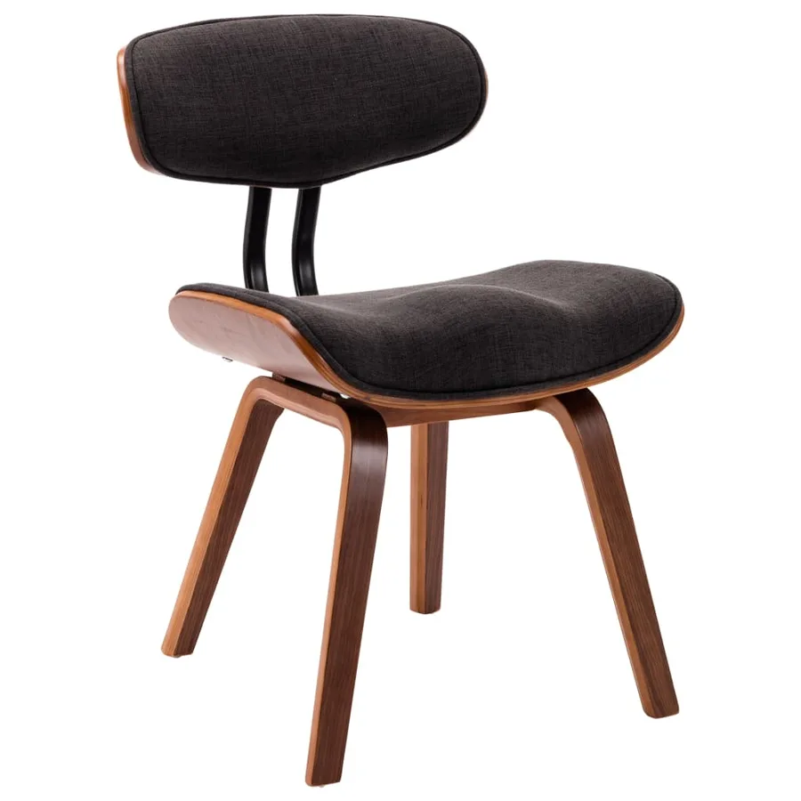 Chaises à manger lot de 4 gris bois courbé et tissu - 3