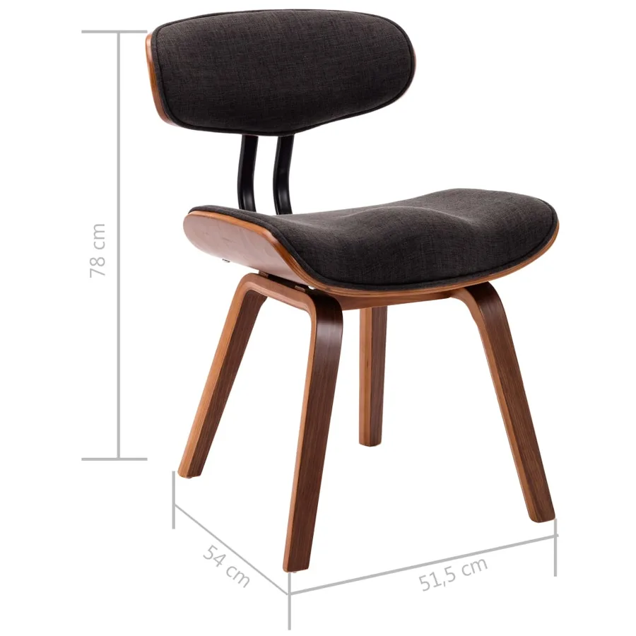 Chaises à manger lot de 4 gris bois courbé et tissu - 8