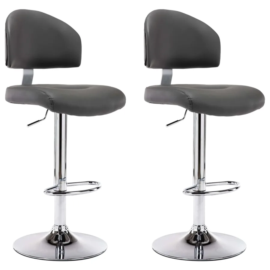 Tabourets de bar lot de 2 gris similicuir - 2