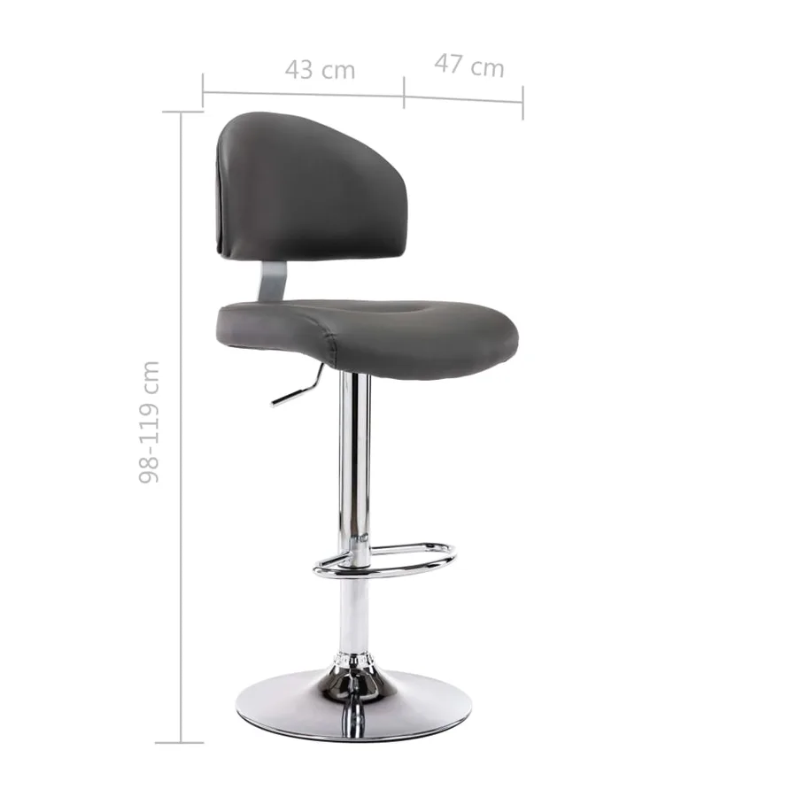 Tabourets de bar lot de 2 gris similicuir - 8