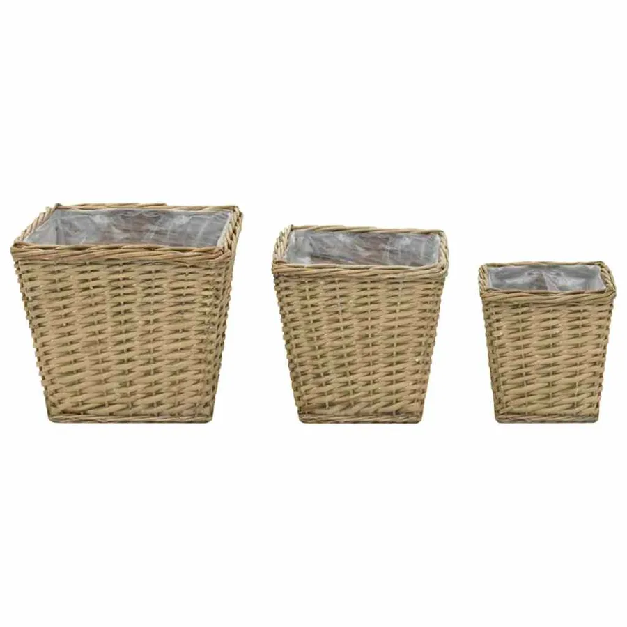 Lits surélevés 3 pcs Osier avec doublure en PE - 2