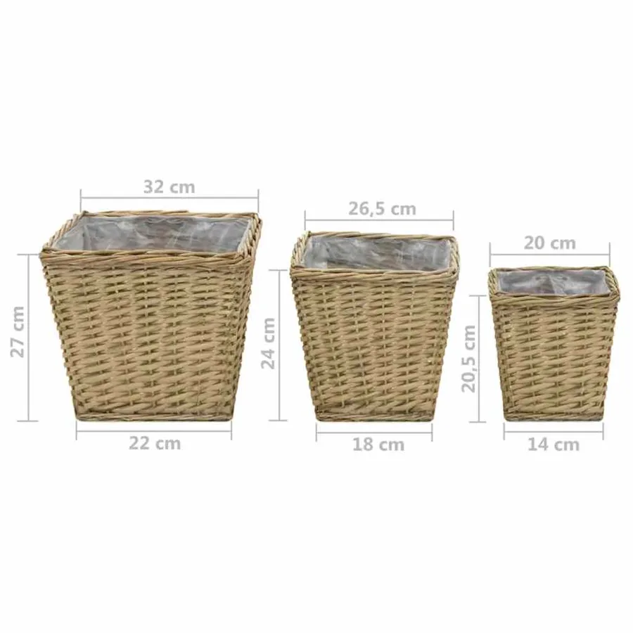 Lits surélevés 3 pcs Osier avec doublure en PE - 8