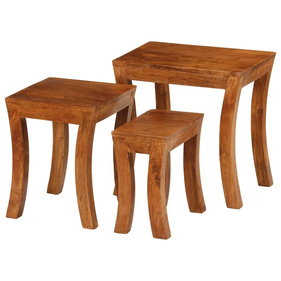 Table gigogne 3 pcs Bois massif d'acacia 50x35x50 cm Marron - 14