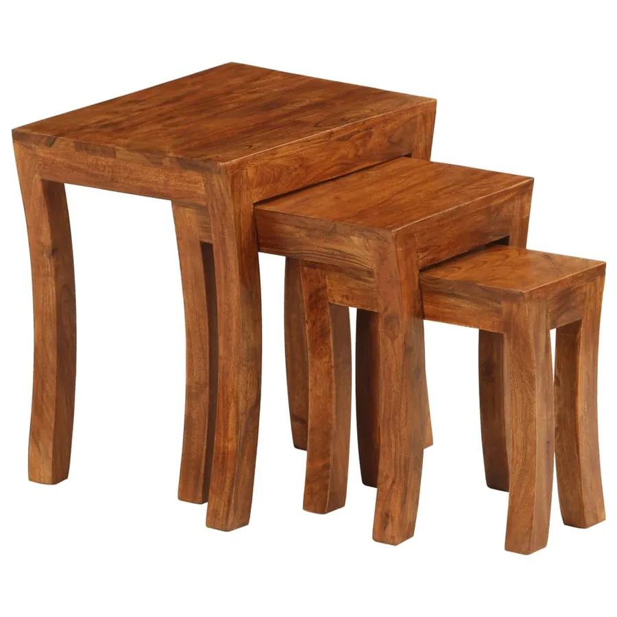 Table gigogne 3 pcs Bois massif d'acacia 50x35x50 cm Marron - 2