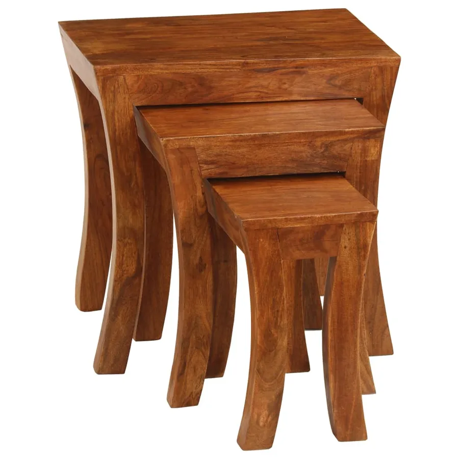 Table gigogne 3 pcs Bois massif d'acacia 50x35x50 cm Marron - 3
