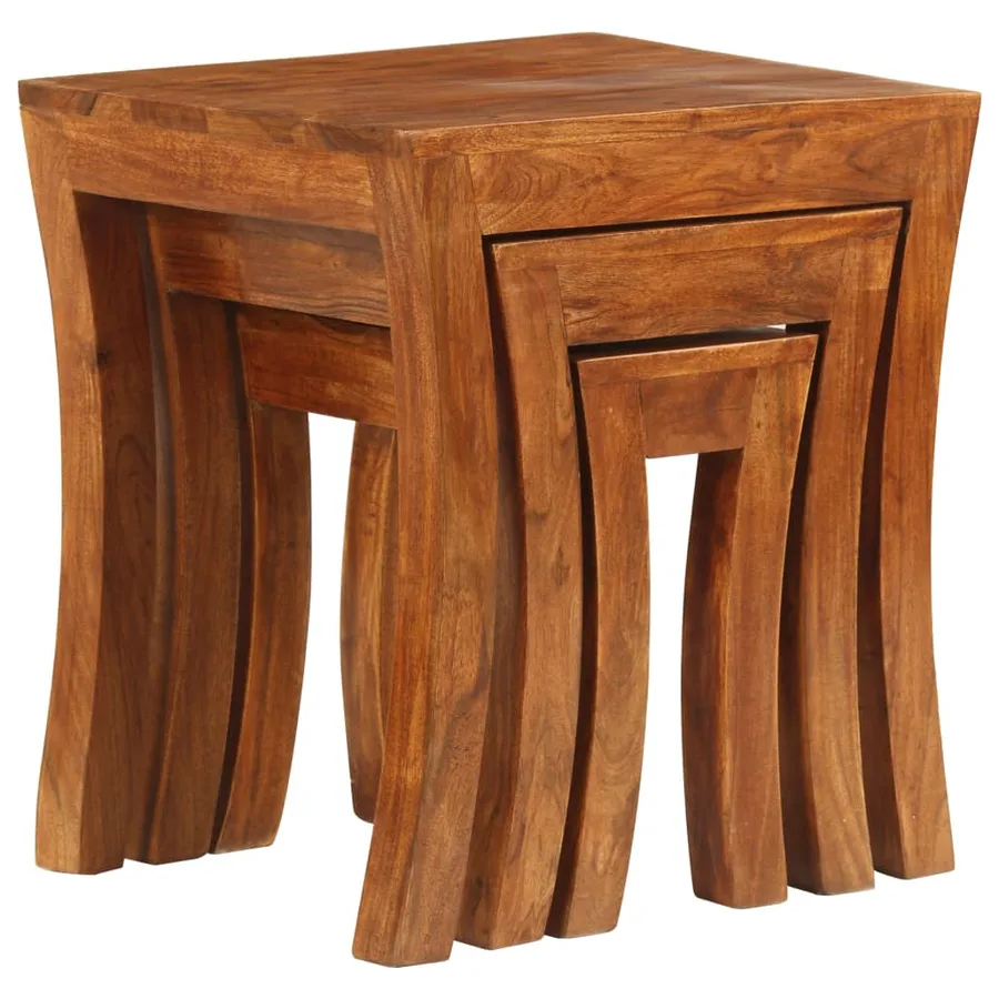 Table gigogne 3 pcs Bois massif d'acacia 50x35x50 cm Marron - 4