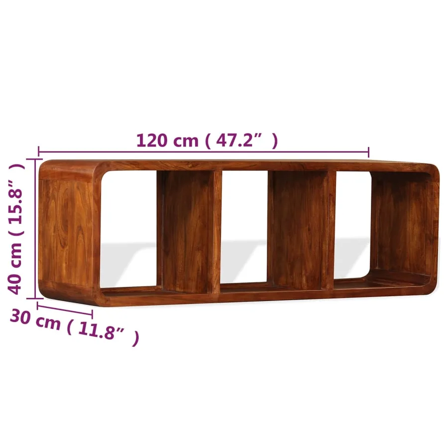 Meuble TV Bois massif avec finition miel 120 x 30 x 40 cm - 11