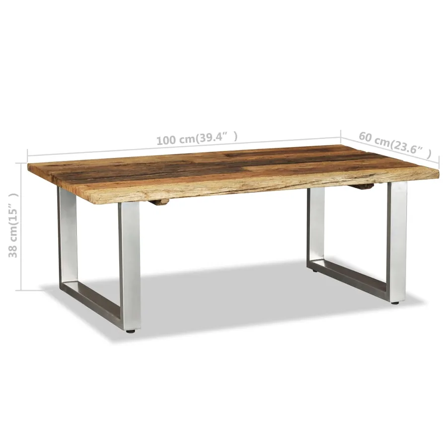 Table basse Bois de récupération massif 100x60x38 cm - 8