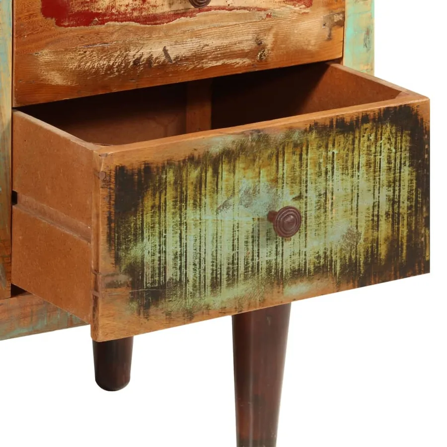 Armoire avec 1 porte 4 étagères 3 tiroirs Bois massif récupéré - 6