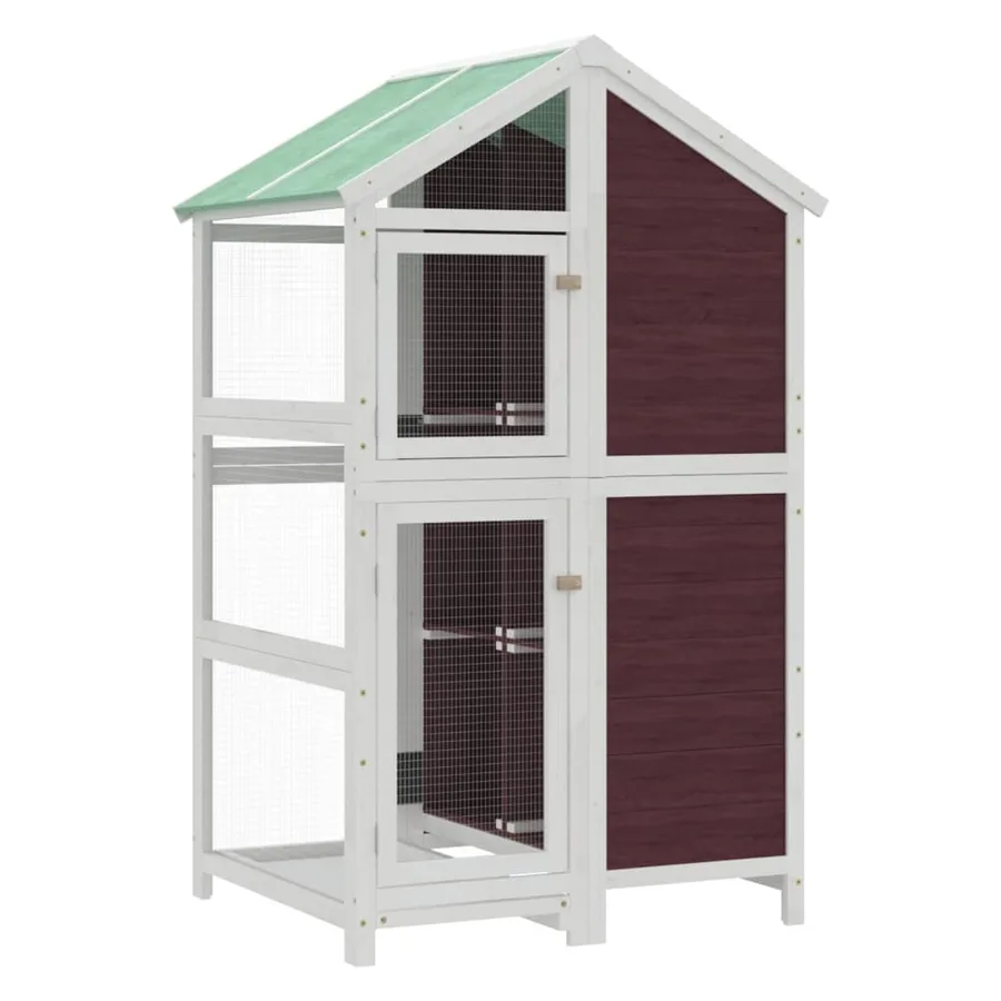 Maison à oiseaux moka 97x81x152 cm bois massif de pin - 2