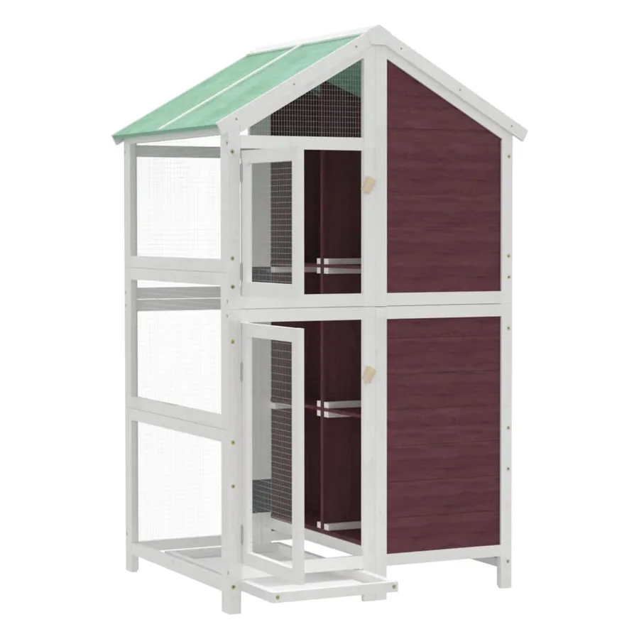 Maison à oiseaux moka 97x81x152 cm bois massif de pin - 4