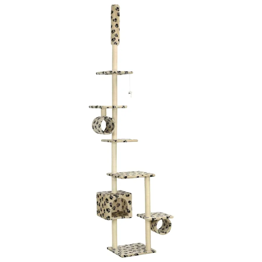 Arbre à chat avec griffoirs en sisal 260 cm Beige Motif pattes - 2