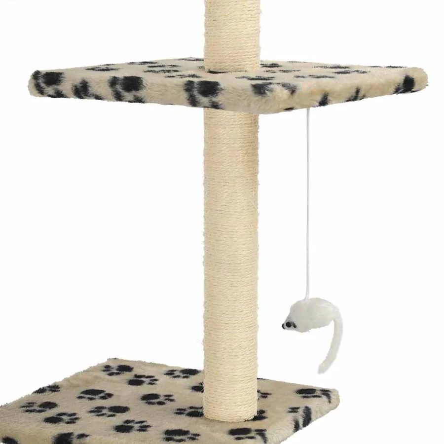 Arbre à chat avec griffoirs en sisal 260 cm Beige Motif pattes - 4