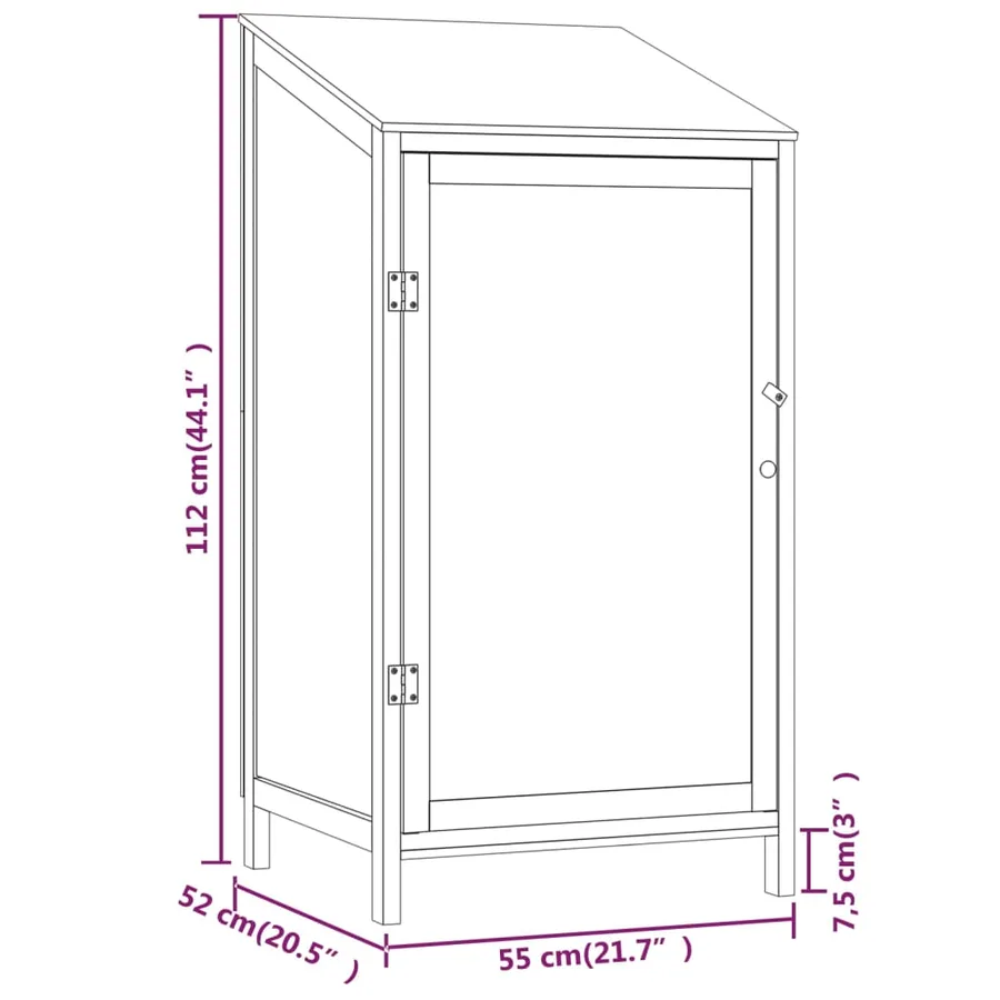 Remise de jardin Blanc 55x52x112 cm Bois de sapin solide - 7